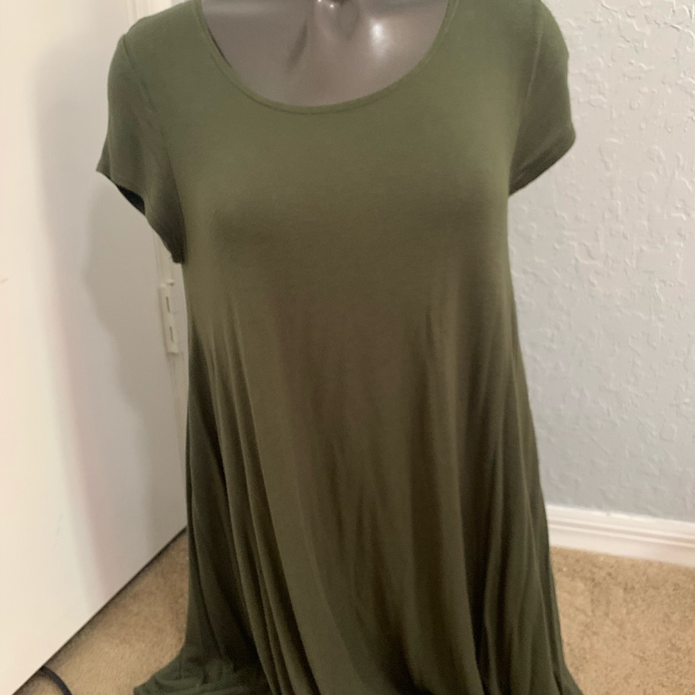 Army green T-shirt dress